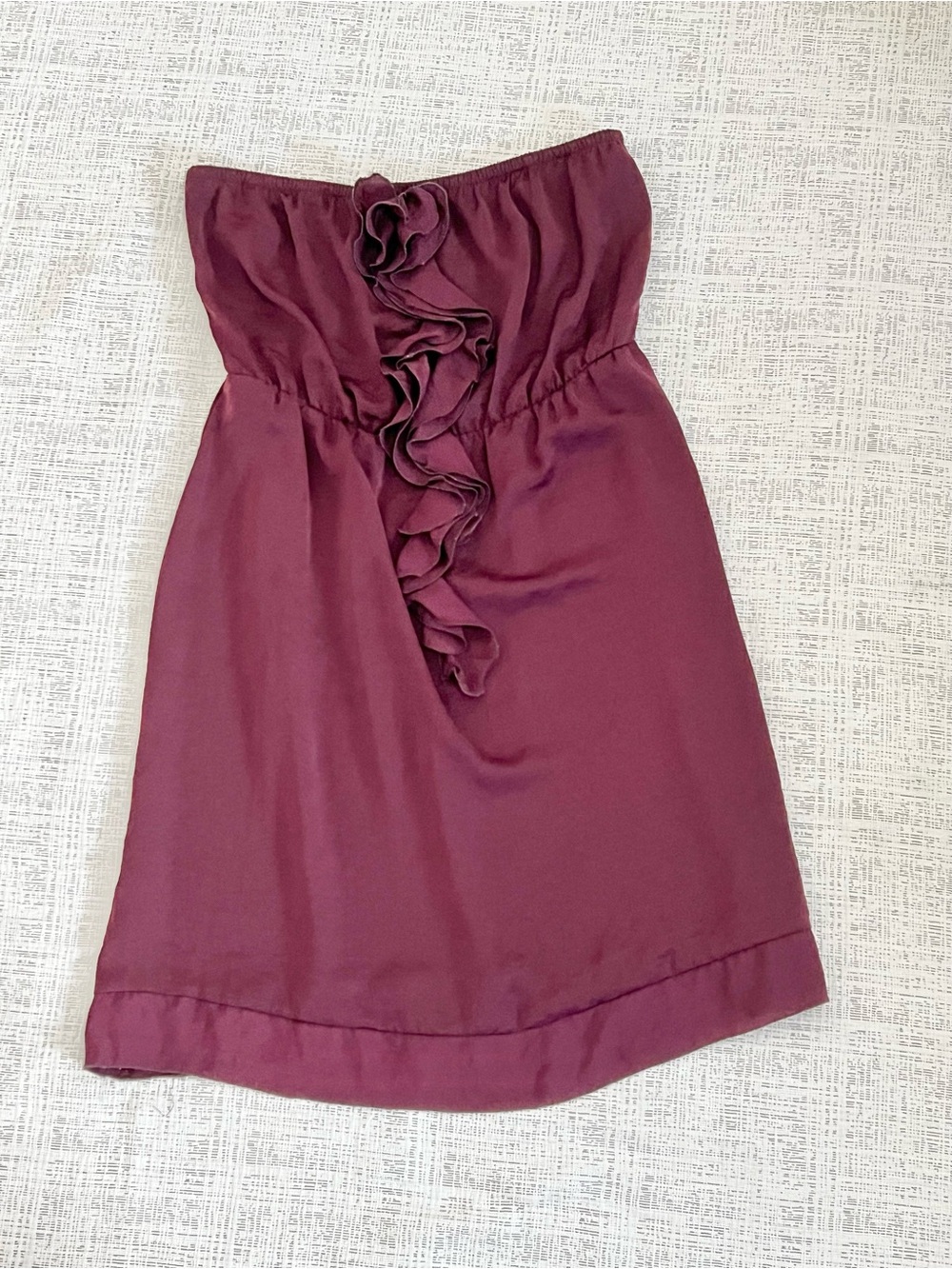 Banana Republic Burgundy Strapless Ruffle Front Mini Dress Size M